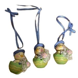 Vintage Avon Springtime Cuties Easter Ornament Bundle Lot Peep Chick Yellow